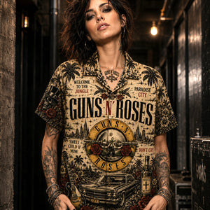 Guns N' Roses Paradise City Hawaiian Shirt, Appetite for Destruction Button Up, Paradise City Rock Fan Gift