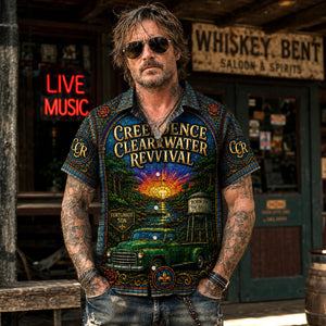 Creedence Clearwater Revival Hawaiian Shirt, Fortunate Son Roots Rock Button Up, Bad Moon Rising Music Fan Gift