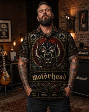 Motorhead Stained Glass Hawaiian Shirt, Ace of Spades Speed Rock Button Up, Lemmy Classic Metal Fan Gift