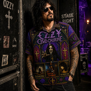 Ozzy Osbourne Hawaiian Shirt, Crazy Train Heavy Metal Button Up, Prince of Darkness Fan Gift