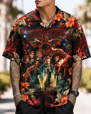 Stranger Things Hawaiian Shirt, Upside Down Retro Button Up, Hawkins Sci Fi Fan Gift