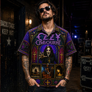 Ozzy Osbourne Hawaiian Shirt, Crazy Train Heavy Metal Button Up, Prince of Darkness Fan Gift