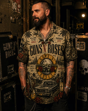 Guns N_ Roses Hawaiian Shirt, Appetite for Destruction Button Up, Paradise City Rock Fan Gift