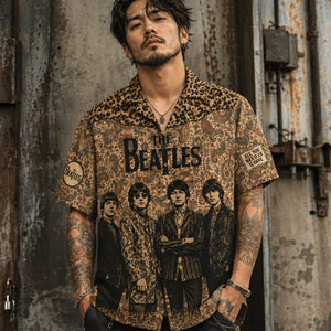 The Beatles Vintage Paisley Hawaiian Shirt, Abbey Road British Rock Button Up, Sgt Pepper Music Fan Gift