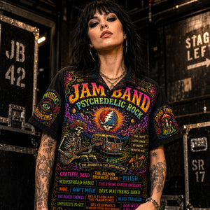 Jam Band Hawaiian Shirt, Iconic Music Artwork Button Up, Rock Culture Fan Gift