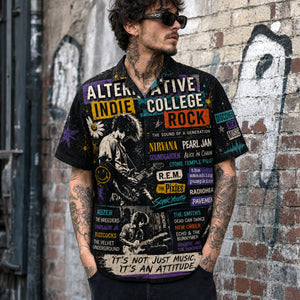 Alternative Indie Rock Hawaiian Shirt, Retro Concert Artwork Button Up, Rock Music Collector Gift