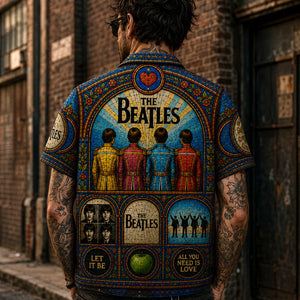 The Beatles Hawaiian Shirt, Abbey Road British Rock Button Up, Sgt Pepper Music Fan Gift