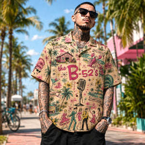 The B52 Retro Hawaiian Shirt, Stage Ready Rock Button Up, Festival Music Collector Gift
