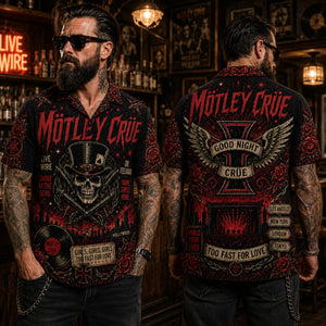 Mo¨tley Cru¨e Too Fast for Love Hawaiian Shirt, Too Fast for Love Glam Button Up, Kickstart My Heart Fan Gift