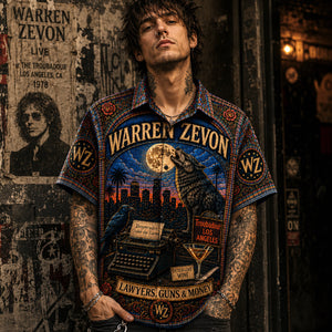 Warren Zevon Hawaiian Shirt, Werewolves of London Button Up, Excitable Boy Rock Music Gift