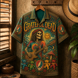 Grateful Dead Hawaiian Shirt, Ripple Folk Rock Button Up, American Beauty Fan Gift