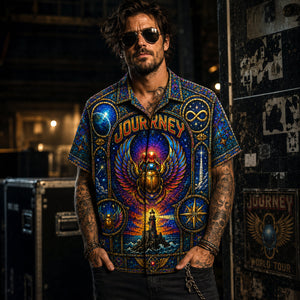 Journey Stained Glass Hawaiian Shirt, Dont Stop Believin Rock Button Up, Escape Era Music Fan Gift