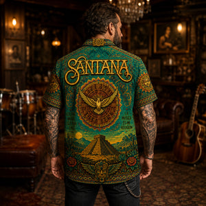 Santana Live Your Light Hawaiian Shirt, Abraxas Latin Rock Button Up, Black Magic Woman Fan Gift