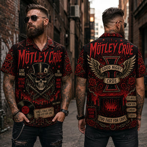 Mo¨tley Cru¨e Too Fast for Love Hawaiian Shirt, Too Fast for Love Glam Button Up, Kickstart My Heart Fan Gift