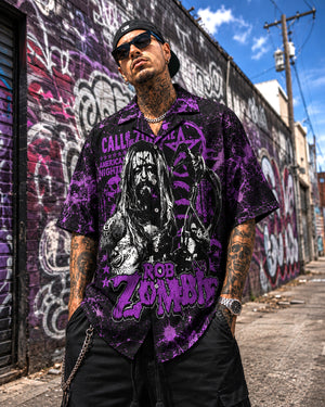 Rob Zombie Hawaiian Shirt, Hellbilly Deluxe Shock Rock Button Up, Dragula Industrial Metal Fan Gift