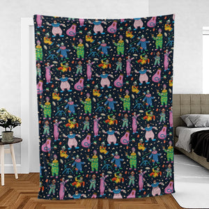 Clowns Popcorn Killer Klowns from Outer Space Pattern Fleece Blanket