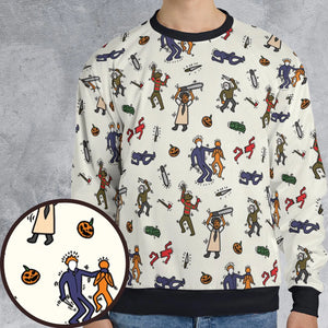 Horror Movie Pop Characters Pattern All-over Print Sweatshirt