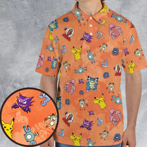 Pokemon Character Scatter AOP Men/Women Polo Shirt