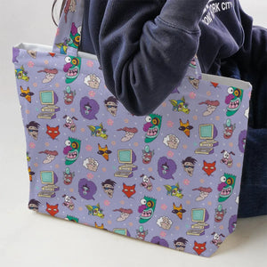 Courage the Cowardly Dog Characters Pattern Large Tote Bag