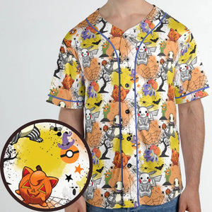 Spooky Costume Pikachu Charmander Jigglypuff Bulbasaur Pokemon Unisex Baseball Jersey