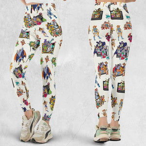 80s Famous Cartoon Characters Pattern Legging