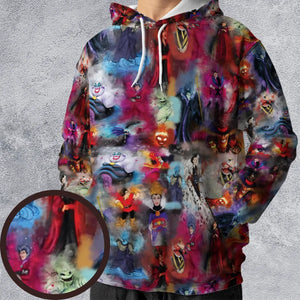 Watercolor Villains All-over Print Hoodie