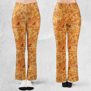Vintage Adventure Map Indiana Jones Flare Leggings