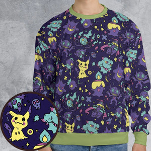 Gengar Ghost Pokemon Pattern All-over Print Sweatshirt