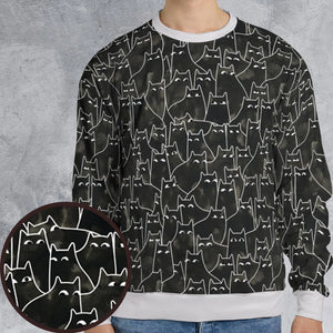 Suspicious Cats Funny Cat All-over Print Sweatshirt