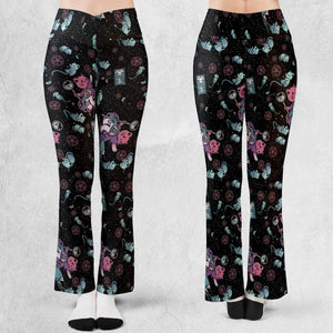Necromancer Cat Pattern Flare Leggings