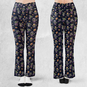 Cute Baby Yoda Halloween Pattern Flare Leggings