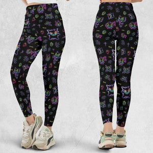 Neon Gastly Haunter Gengar Pokemon Legging