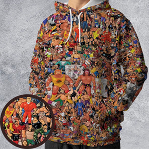 Wrestling Hulk Hogan and Buddies Figures All-over Print Hoodie