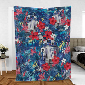 Summer Vacation R2 D2 Tropical Fleece Blanket