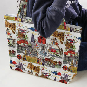 History Of Bedrock Flintstones Large Tote Bag