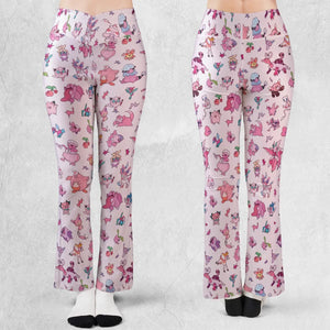 Team Pink Pokemon Pattern Flare Leggings