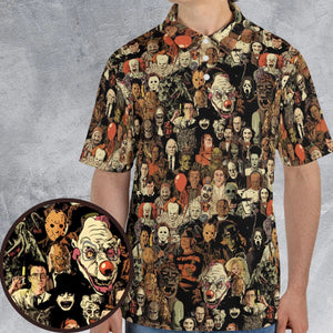 Horror Movie Characters Halloween Pattern AOP Men/Women Polo Shirt