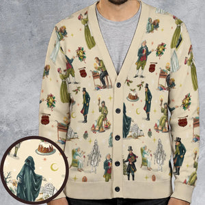 A Christmas Carol Characters Pattern Cardigan