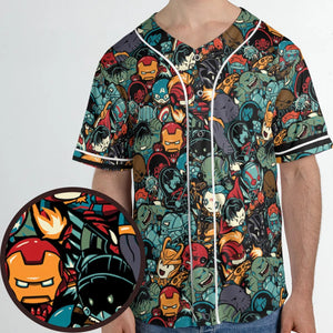 Marvelous Chibi Characters Pattern Unisex Baseball Jersey