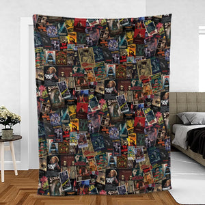 Vintage Horror Pattern Fleece Blanket