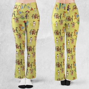 60s Cartoon Characters Flare Leggings