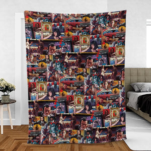 Retro Scenes Mia Wallace Vincent Vega Jules Winnfields Pulp Fiction Fleece Blanket