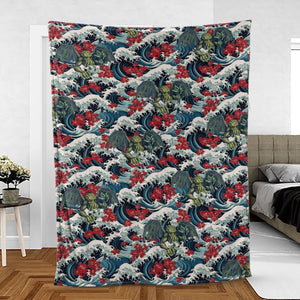 Great Waves Cthulhu Fleece Blanket