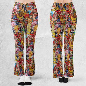 Old Cartoon Characters Flare Leggings