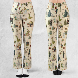 A Christmas Carol Characters Pattern Flare Leggings