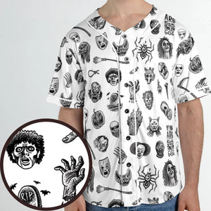 Cult Horror Characters Cryptkeeper Beetlejuice Chucky Fears of a clown Unisex Baseball Jersey