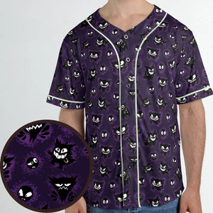 Gastly Haunter and Gengar Pokemon Pattern Unisex Baseball Jersey