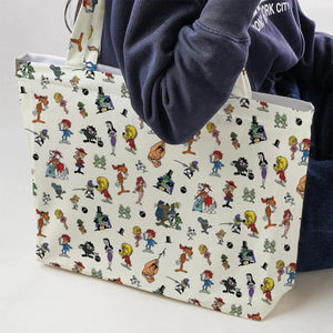The Adventures of Rocky and Bullwinkle and Friends Characters Pattern Large Tote Bag