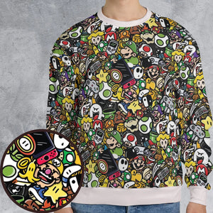 Super Mario Characters All In One Pattern All-over Print Sweatshirt