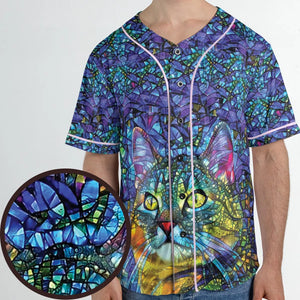 Cat Stained Glass Unisex Baseball Jersey
